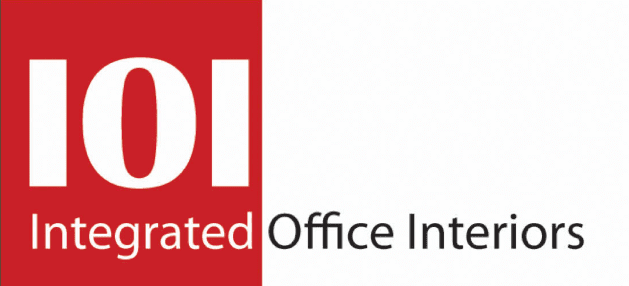 Logo of Integrated Office Interiors (IOI) with a red and white color scheme. The letters "IOI" are in bold white on a red background, with the words "Integrated Office Interiors" below in red and black text.