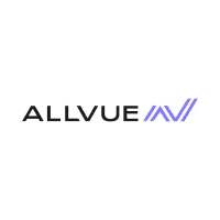 Allvue logo featuring the company name in black letters with a stylized "AV" in purple and light blue lines to the right.