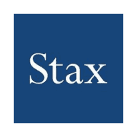 A blue square with the word "Stax" in white, centered.