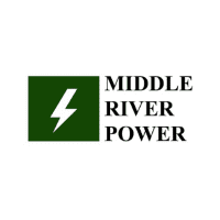 The image displays the logo of Middle River Power, featuring a green square with a white lightning bolt in the center and the company name in black text to the right.