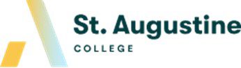 St. Augustine College logo features a stylized "A" in gradient colors next to the text "St. Augustine College" in green font.