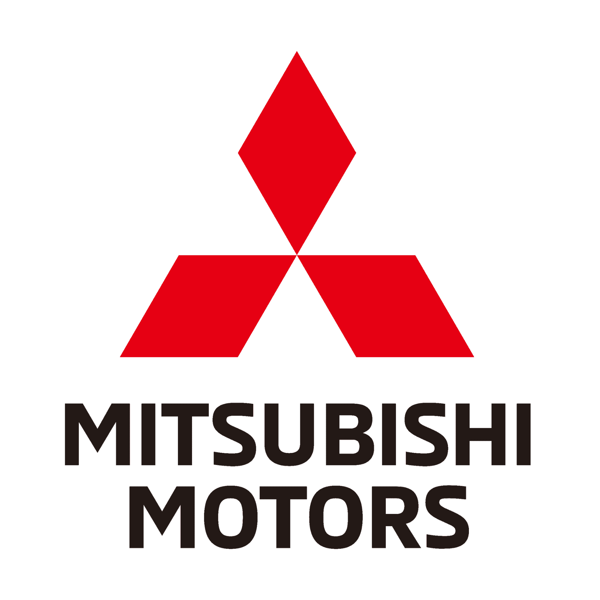 Mitsubishi logo featuring three red diamonds forming a triangular shape above the text "MITSUBISHI" in black capital letters.