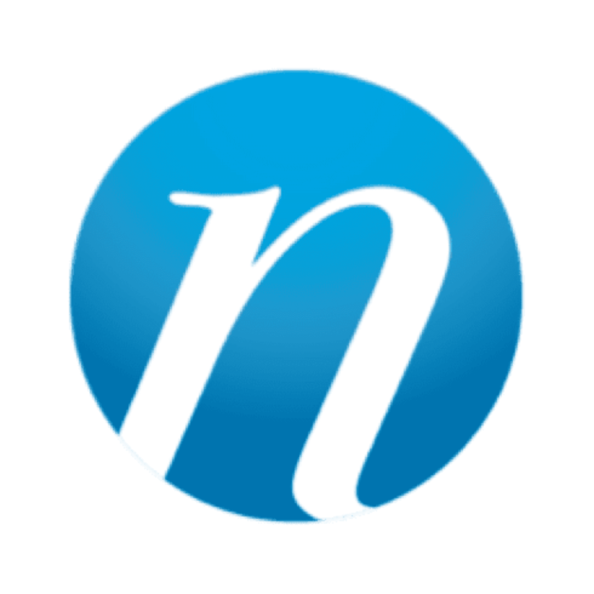 Blue circle with a white lowercase letter "n" in the center.