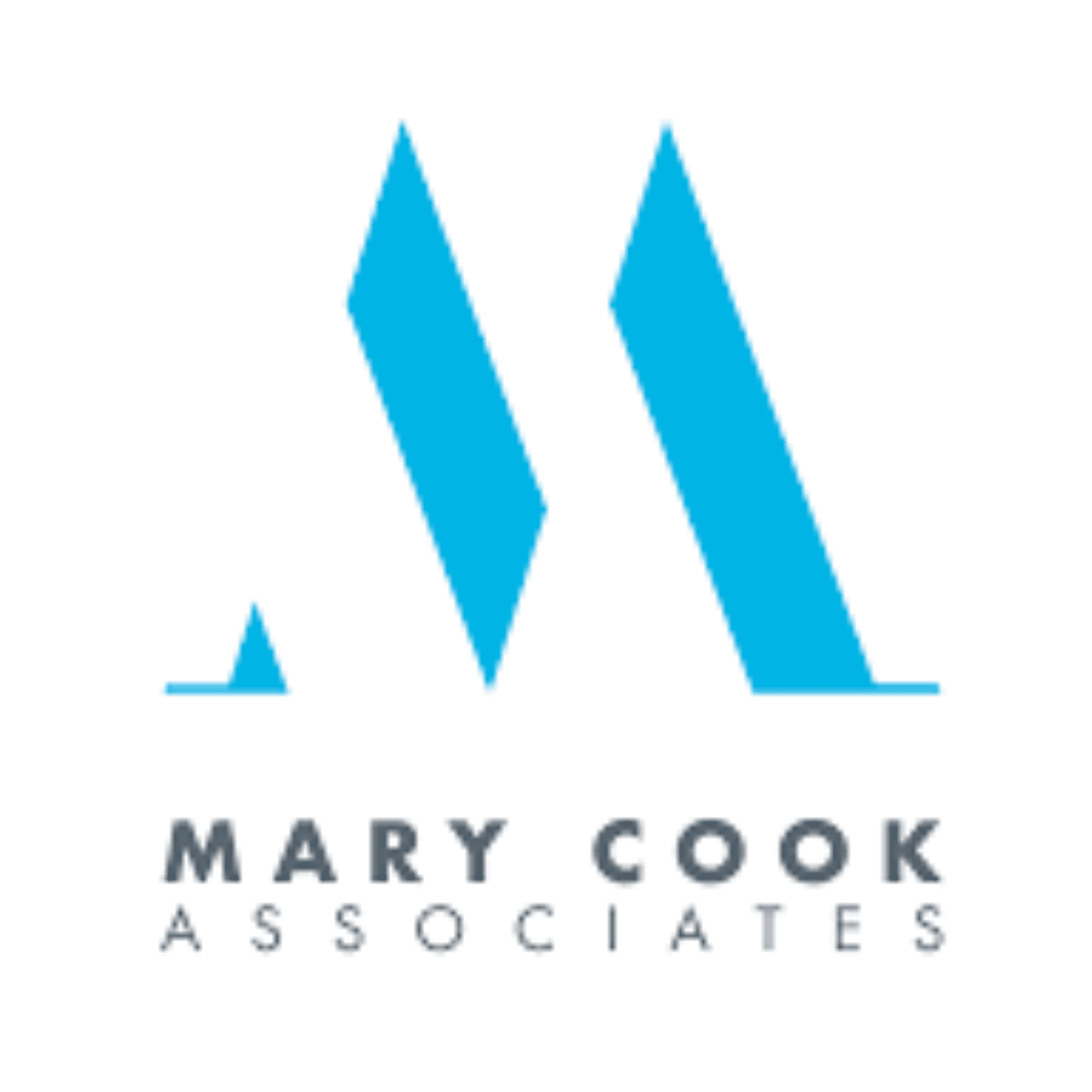 Logo of Mary Cook Associates featuring a stylized blue "M" above the company name in grey text.